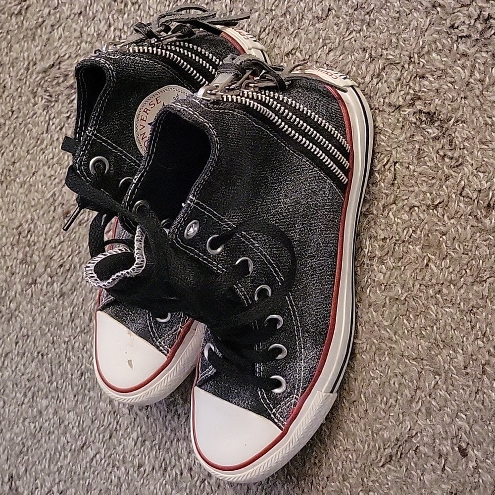 Converse Shoe Womens 7 Tri Zip Hi Top Sneaker Distressed Lace Up Athletic Casual